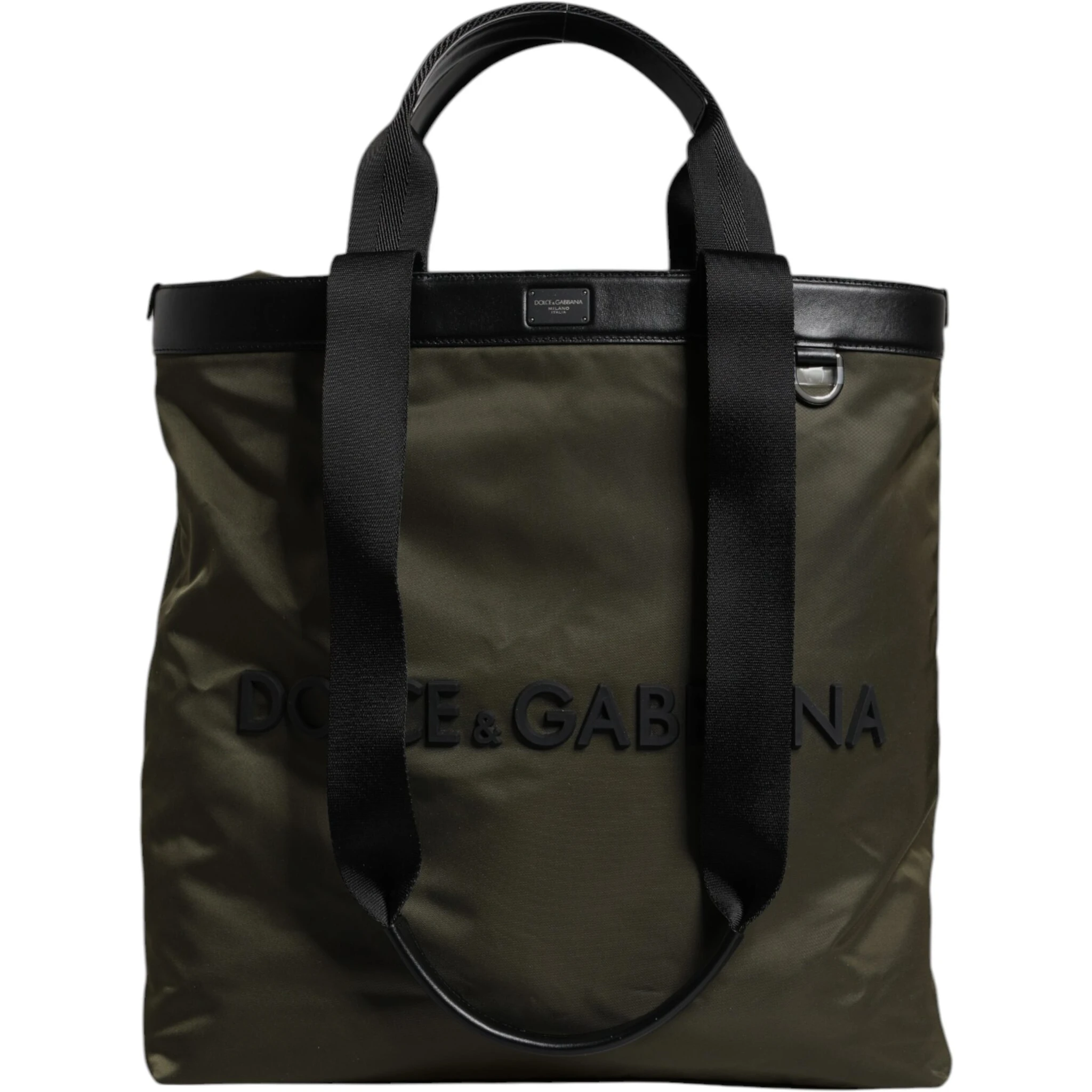 Military Green Nylon Shoulder Strap Tote Bag