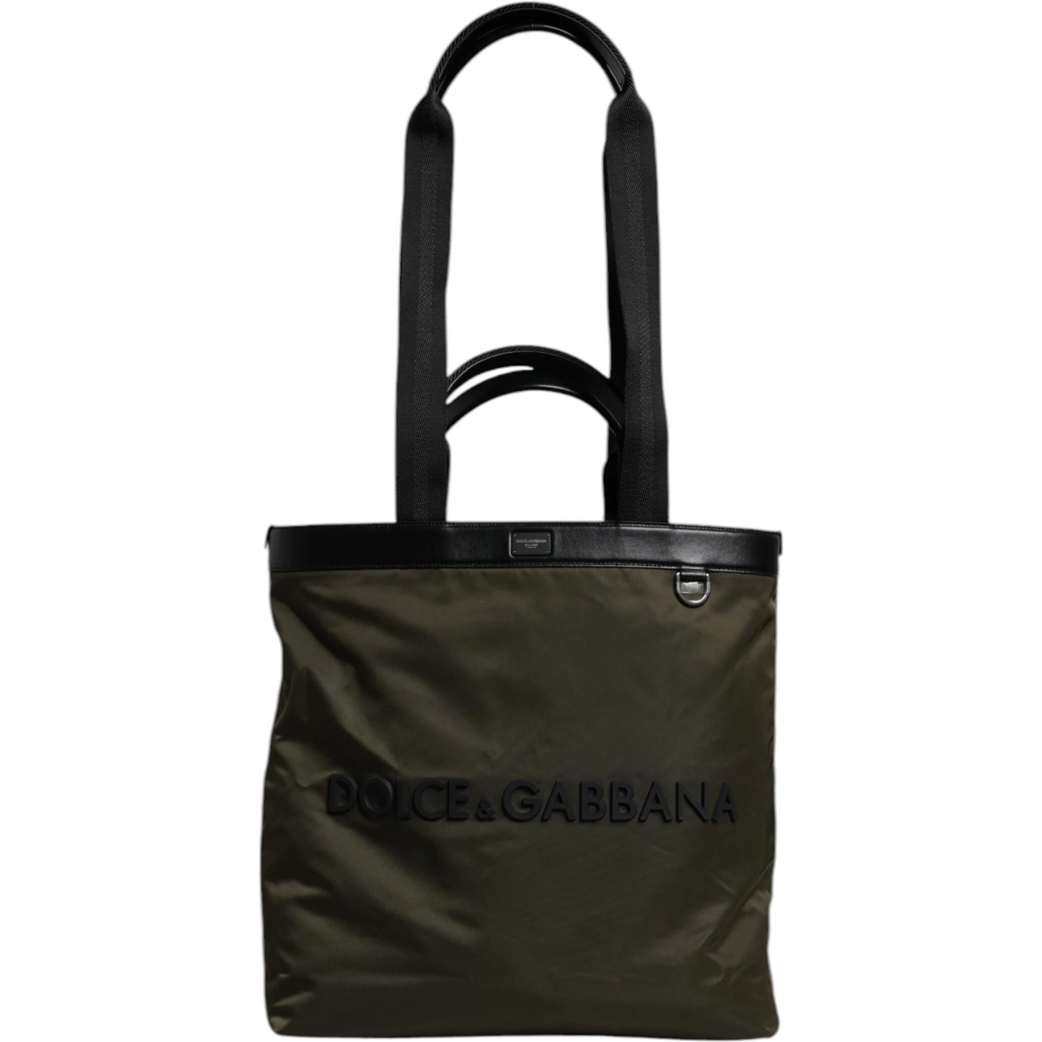 Military Green Nylon Shoulder Strap Tote Bag