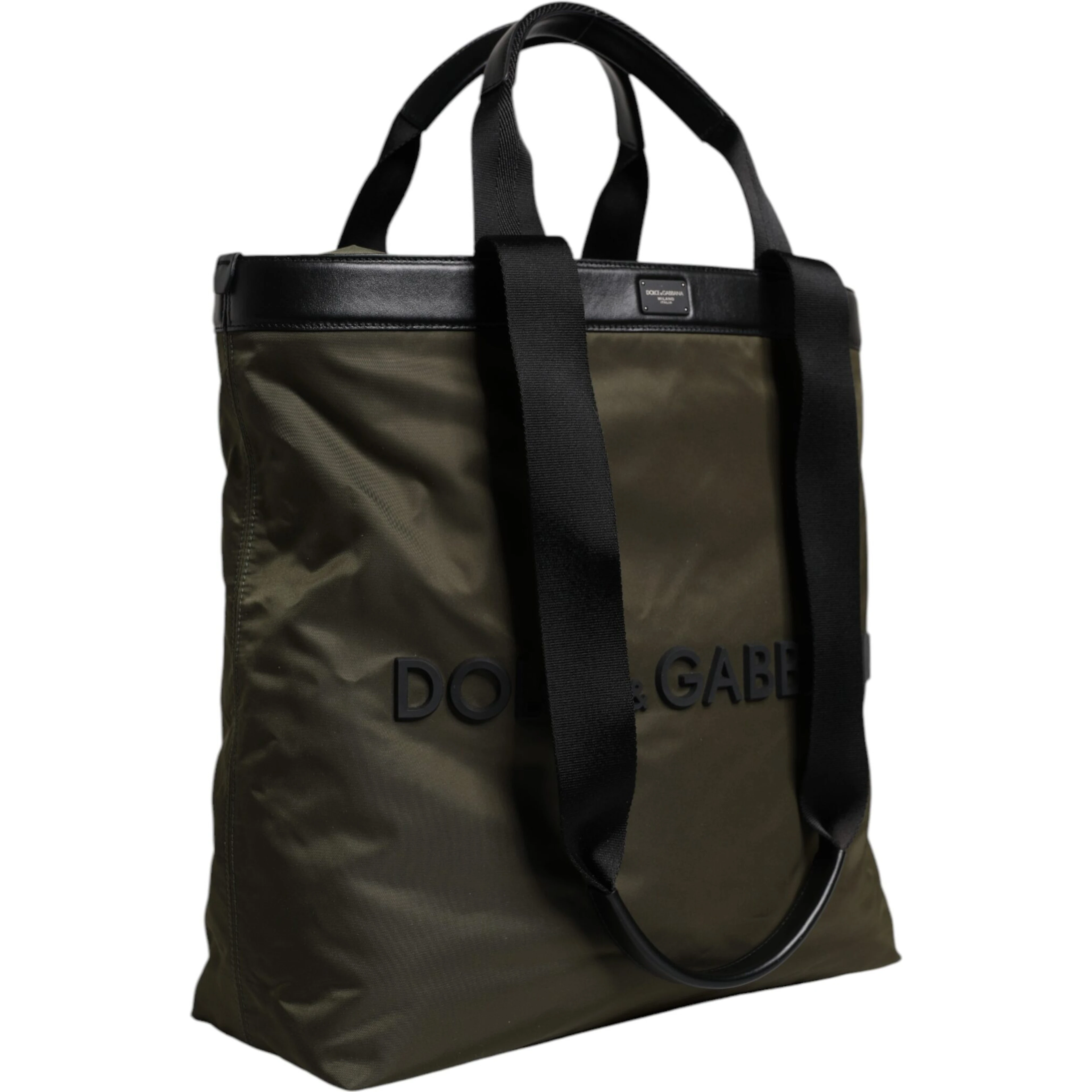 Military Green Nylon Shoulder Strap Tote Bag