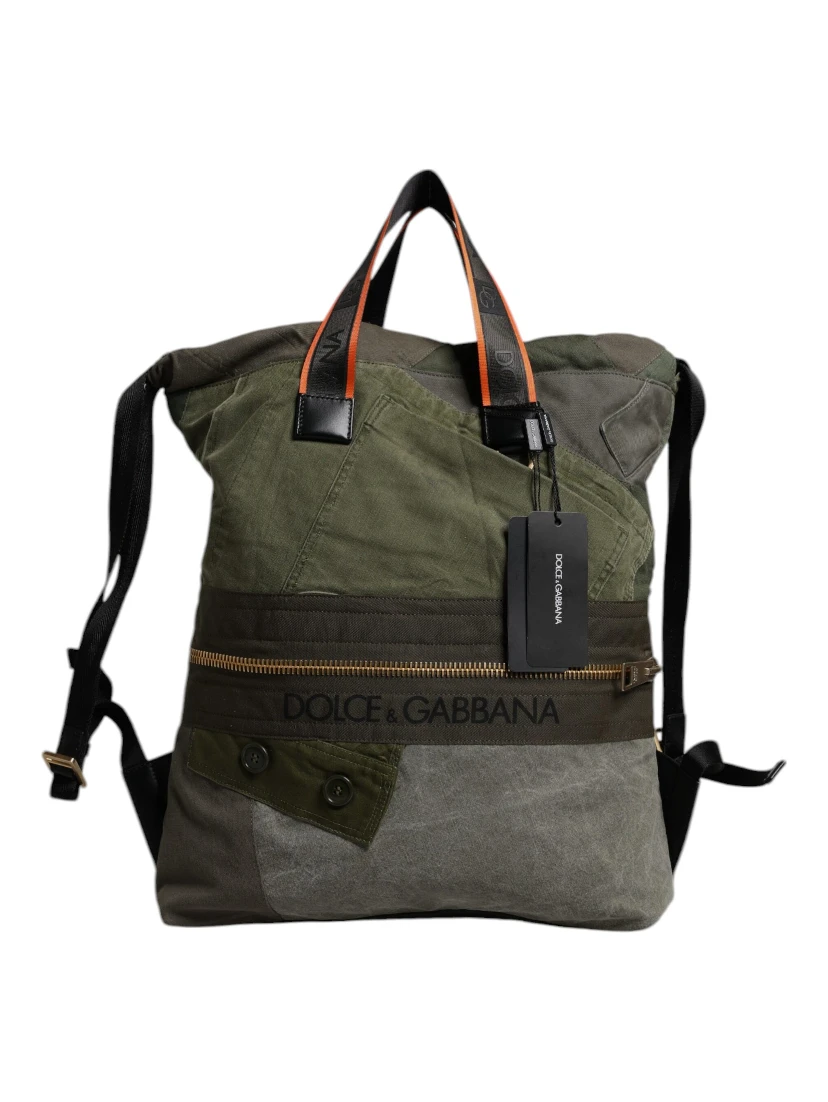 Military Green Patchwork Rucksack Backpack Bag