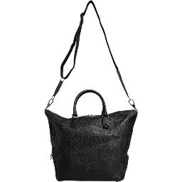 Black Calfskin Leather Hand Shoulder Duffle Bag