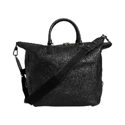 Black Calfskin Leather Hand Shoulder Duffle Bag