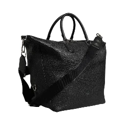 Black Calfskin Leather Hand Shoulder Duffle Bag