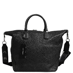 Black Calfskin Leather Hand Shoulder Duffle Bag