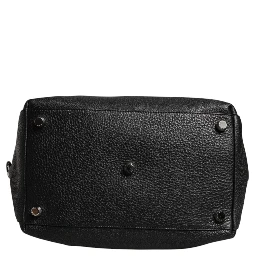 Black Calfskin Leather Hand Shoulder Duffle Bag