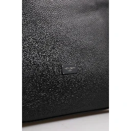 Black Calfskin Leather Hand Shoulder Duffle Bag