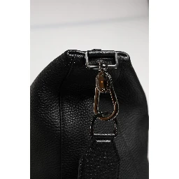 Black Calfskin Leather Hand Shoulder Duffle Bag
