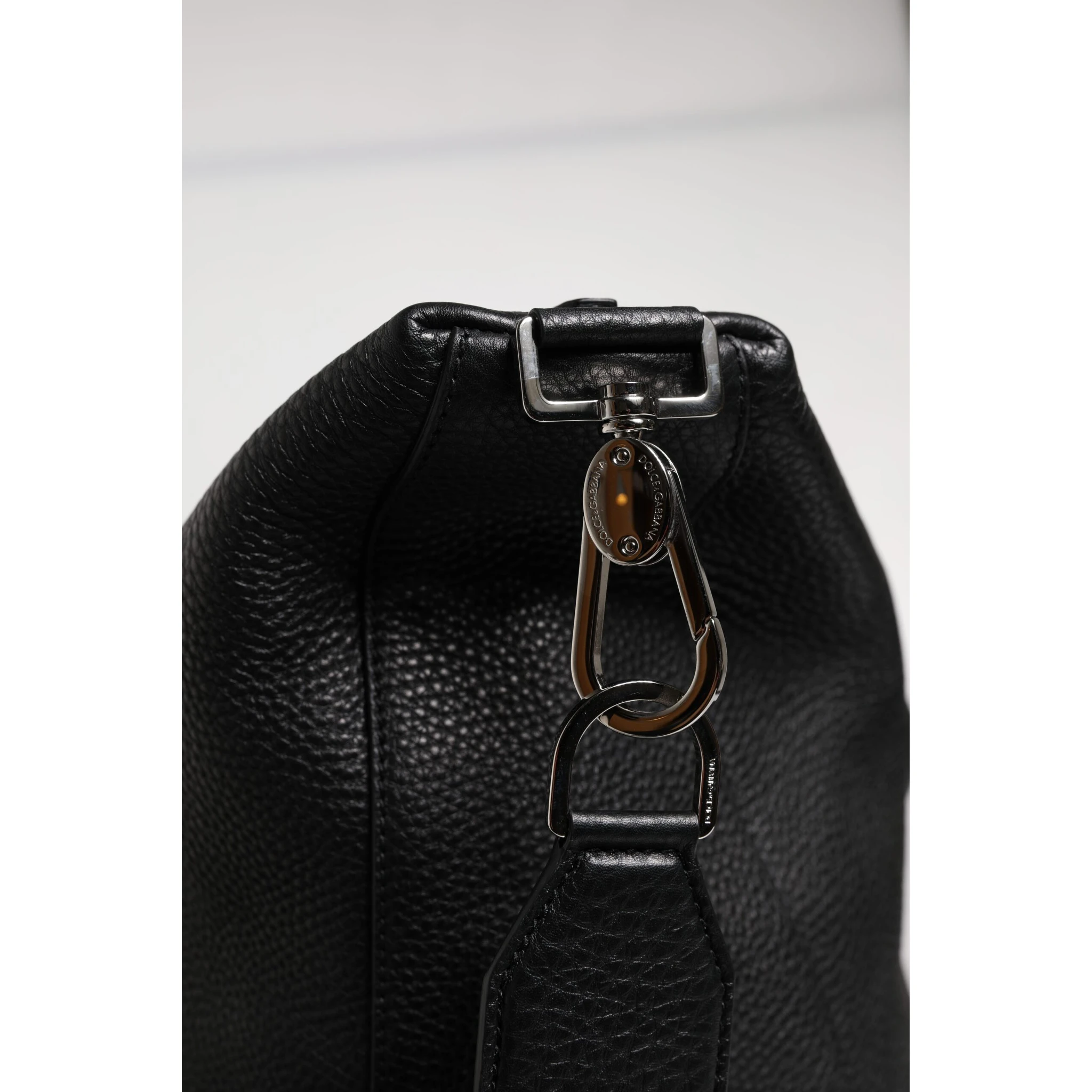 Black Calfskin Leather Hand Shoulder Duffle Bag