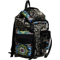 Multicolor Maiolica Print Nylon Backpack Bag