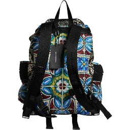 Multicolor Maiolica Print Nylon Backpack Bag
