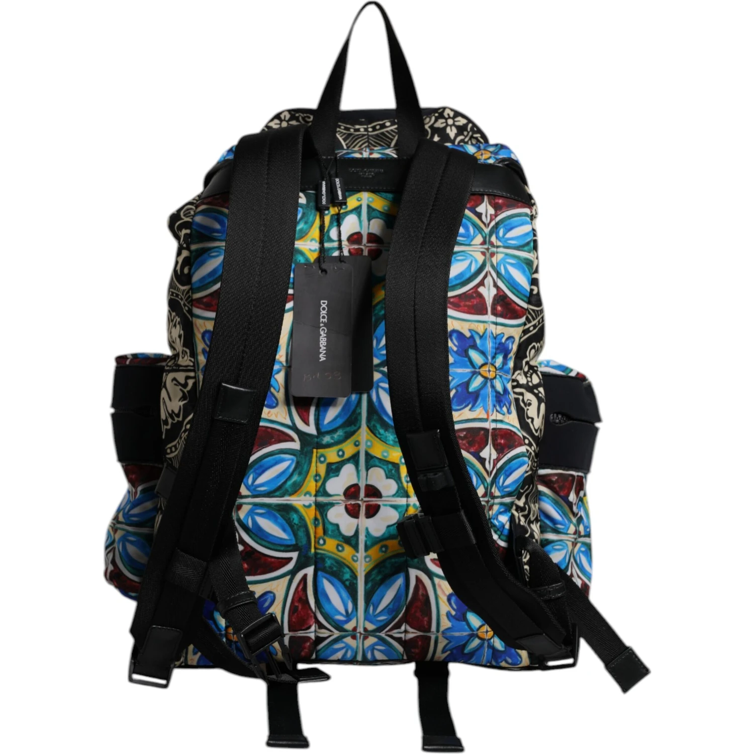Multicolor Maiolica Print Nylon Backpack Bag