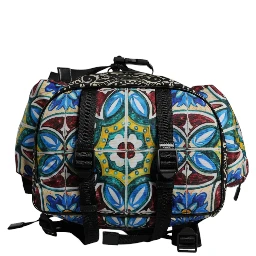 Multicolor Maiolica Print Nylon Backpack Bag