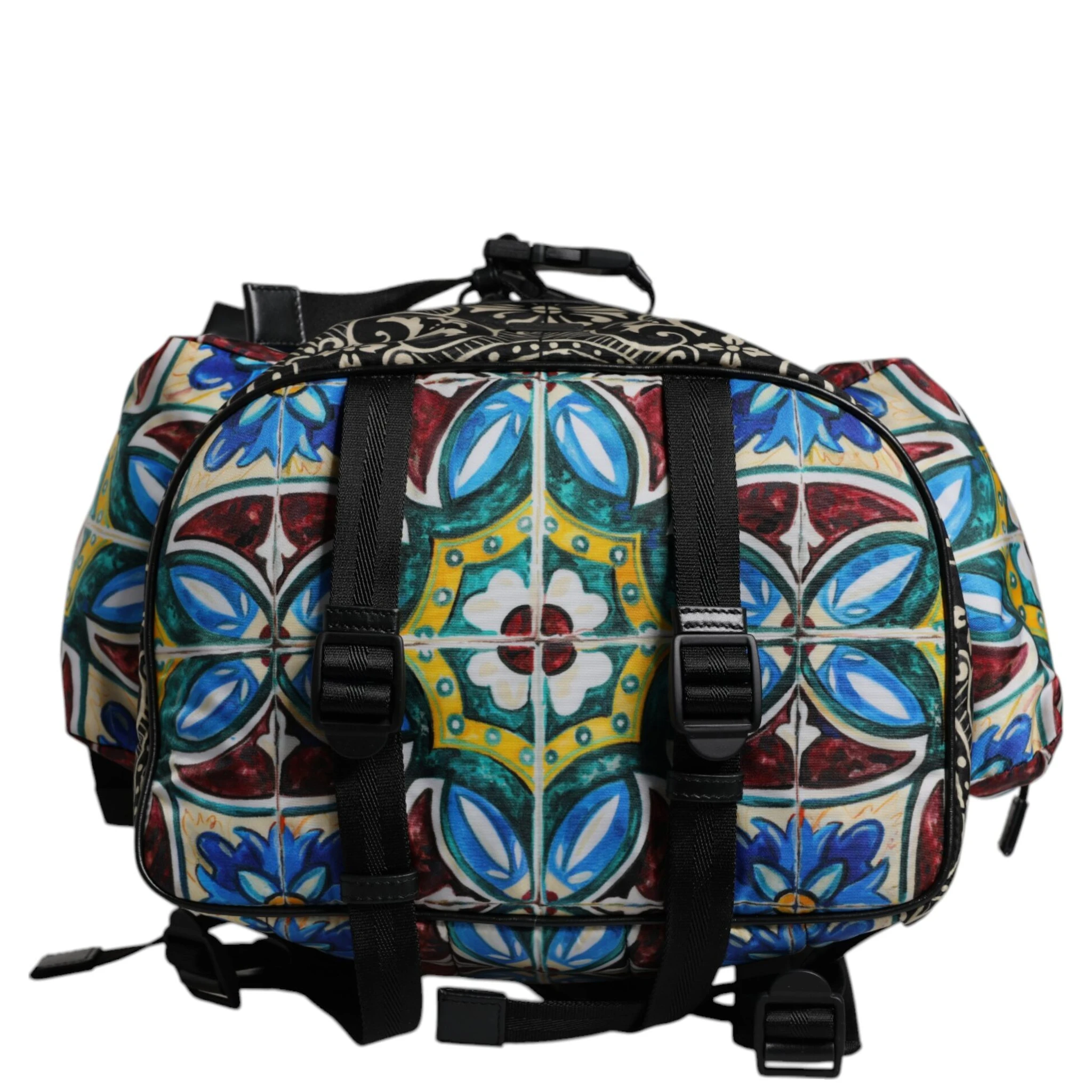 Multicolor Maiolica Print Nylon Backpack Bag