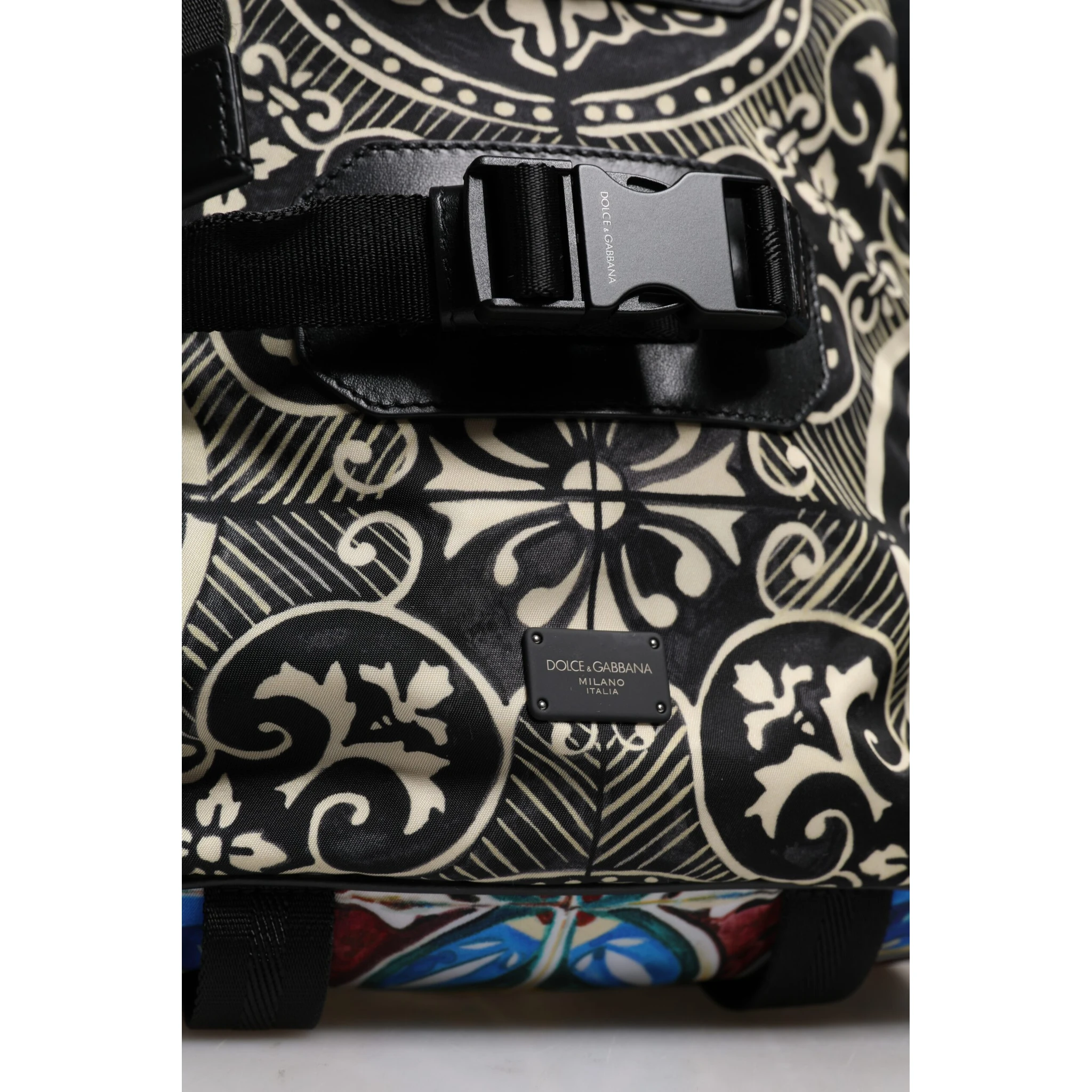 Multicolor Maiolica Print Nylon Backpack Bag
