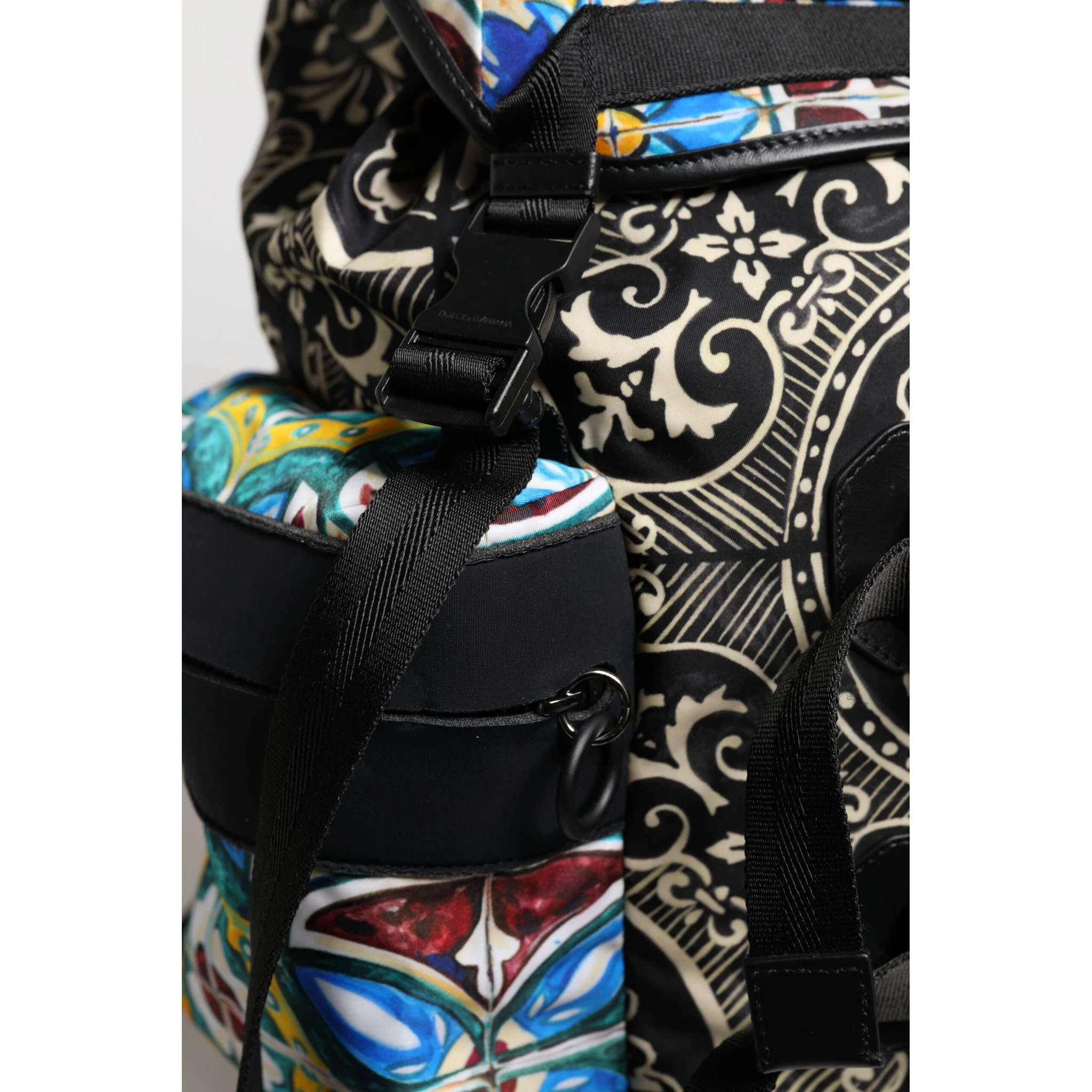 Multicolor Maiolica Print Nylon Backpack Bag