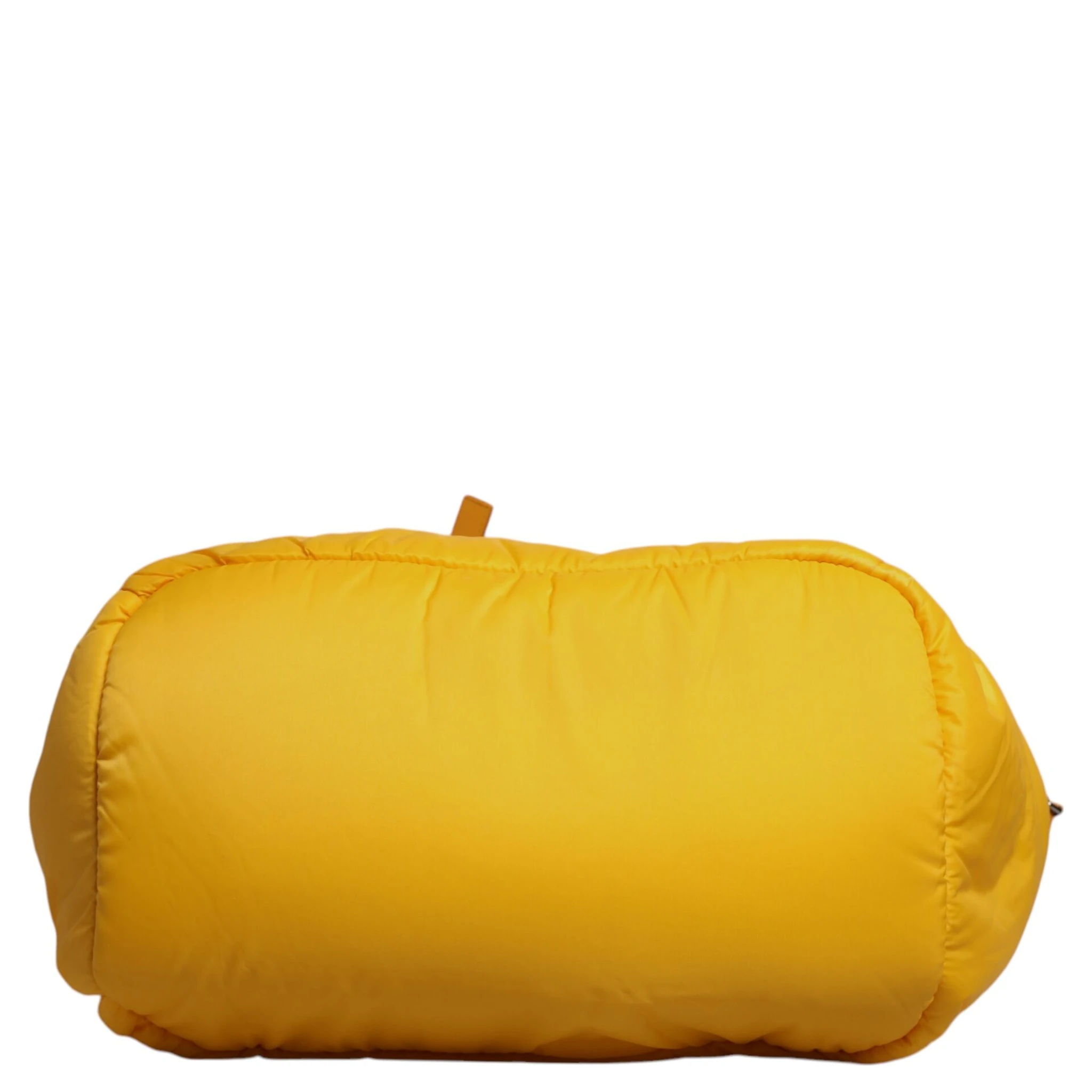 Yellow Orange Nylon Logo Plaque Hand Shoulder Duffle Bag