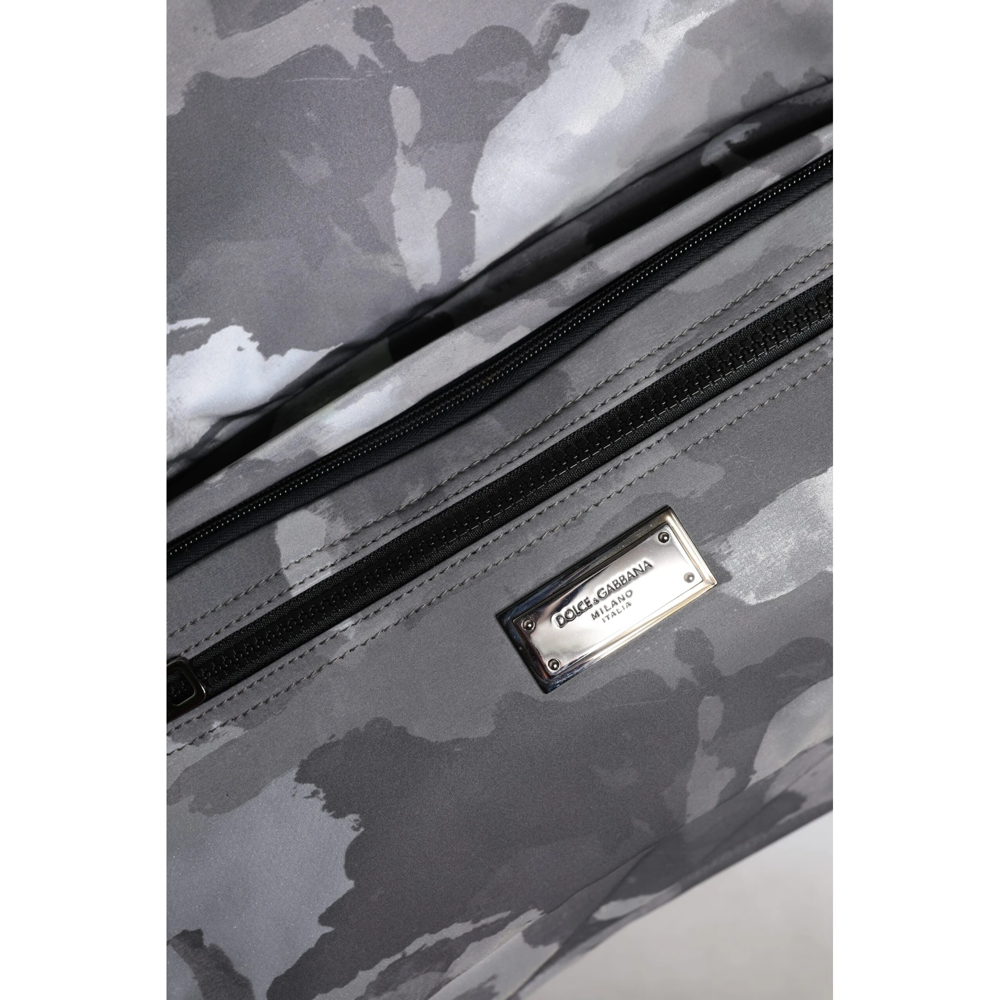 Gray Camo Cotton Multiple Compartments Tote Bag