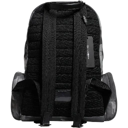 Gray Cotton Camouflage Logo Plaque Backpack Bag