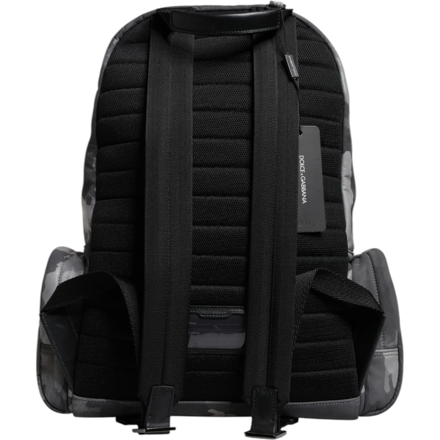 Gray Cotton Camouflage Logo Plaque Backpack Bag