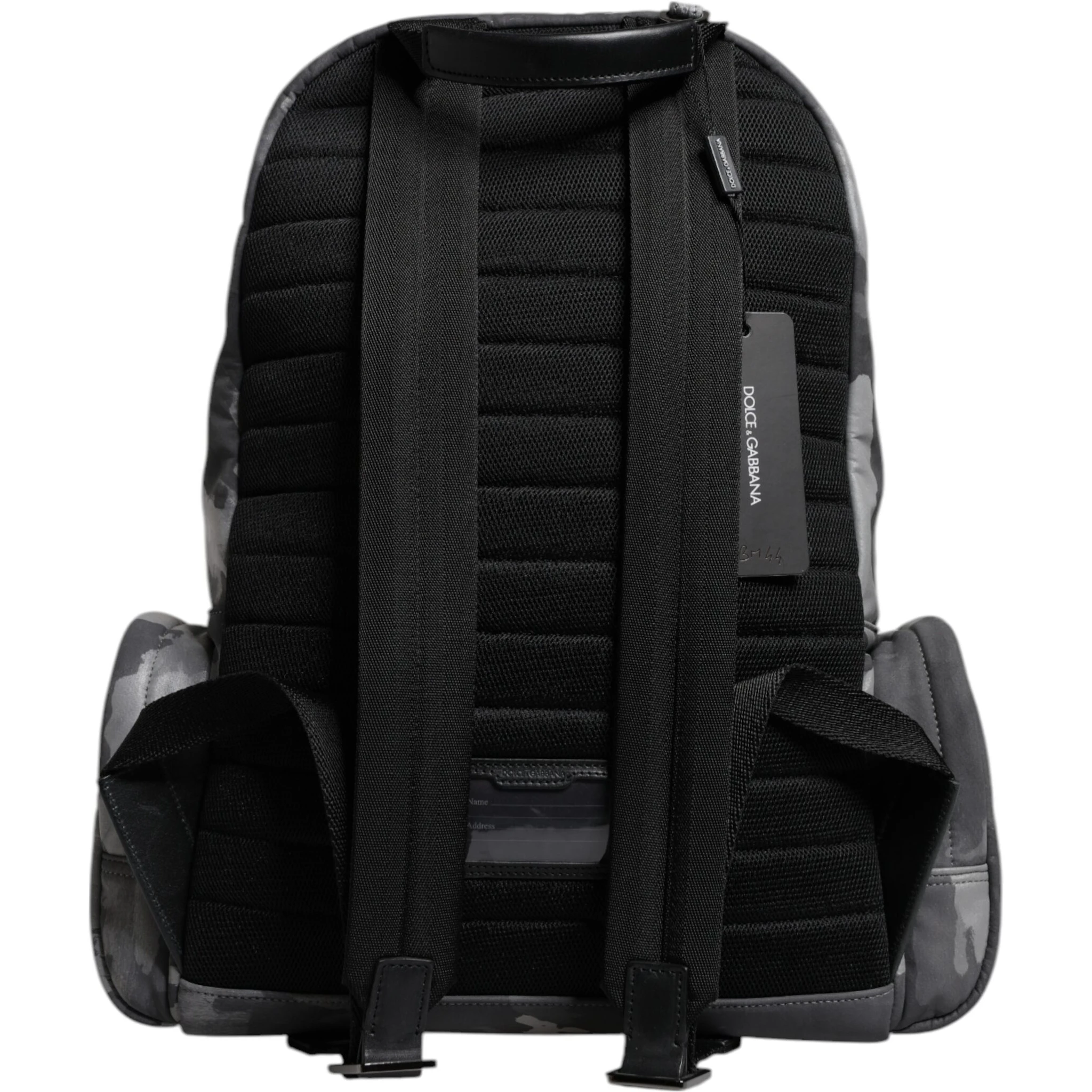 Gray Cotton Camouflage Logo Plaque Backpack Bag
