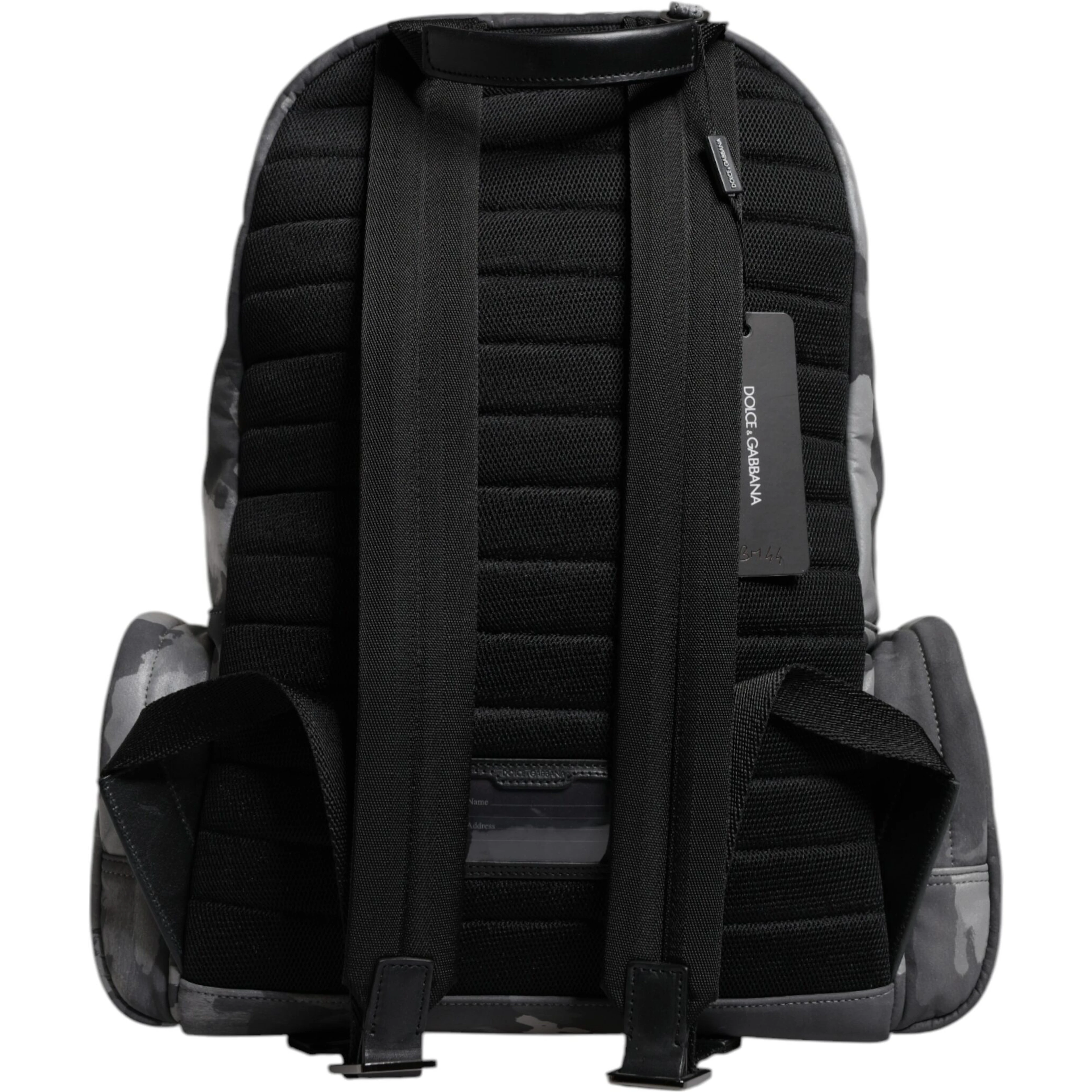 Gray Cotton Camouflage Logo Plaque Backpack Bag