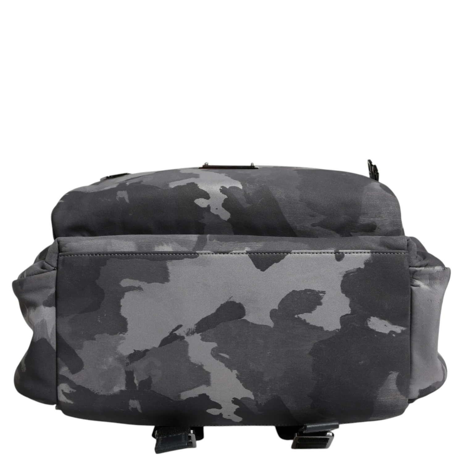 Gray Cotton Camouflage Logo Plaque Backpack Bag