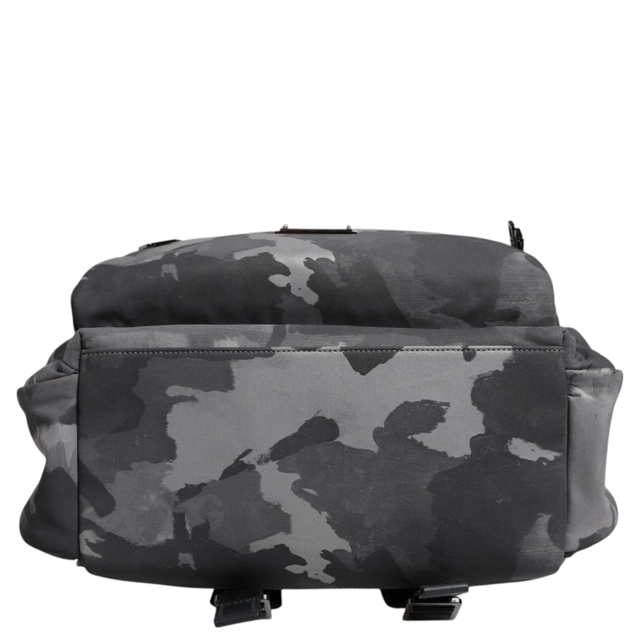 Gray Cotton Camouflage Logo Plaque Backpack Bag