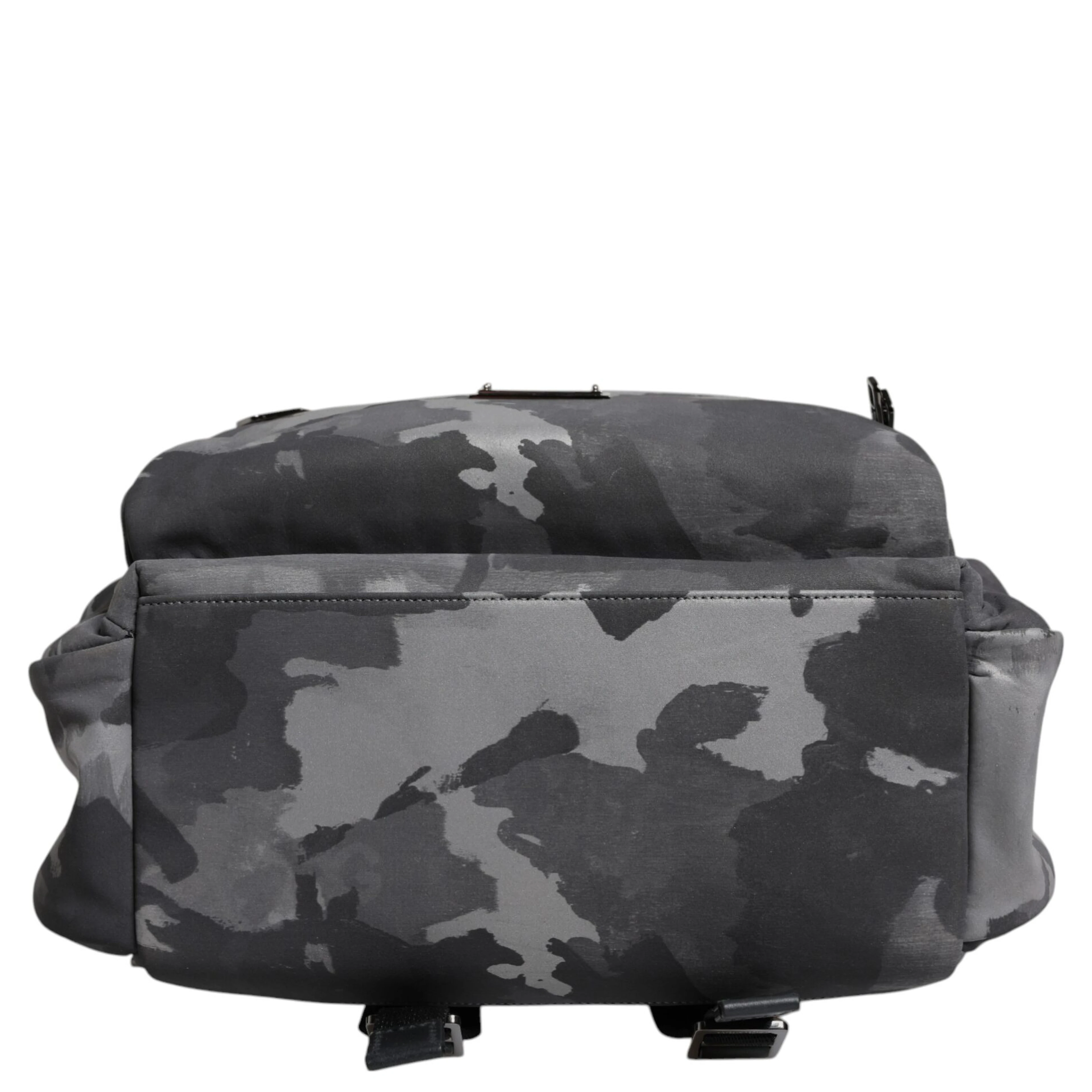 Gray Cotton Camouflage Logo Plaque Backpack Bag