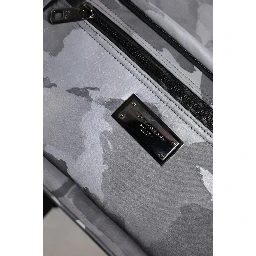 Gray Cotton Camouflage Logo Plaque Backpack Bag