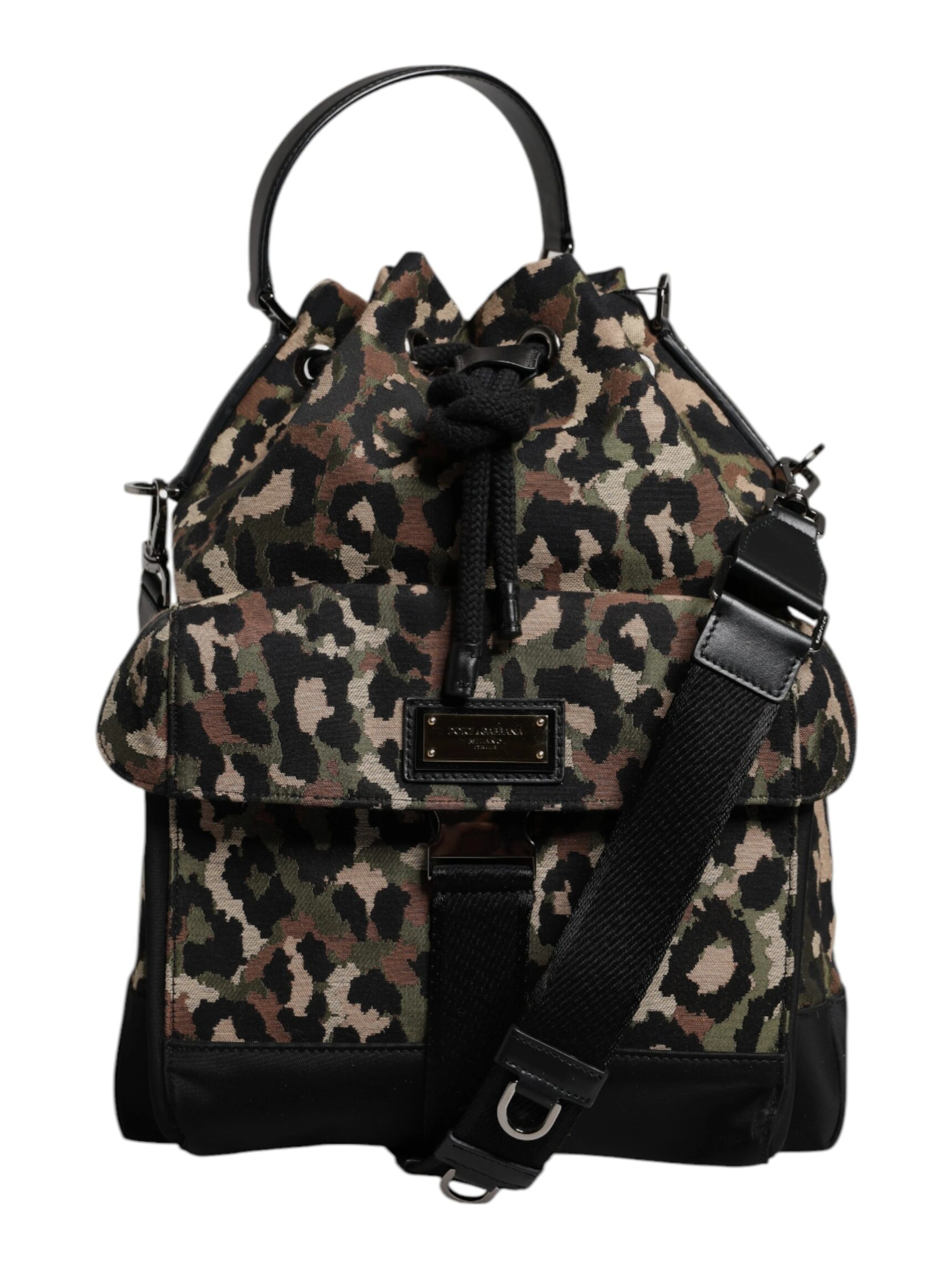 Multicolor Leopard Cotton Shoulder Bucket Bag