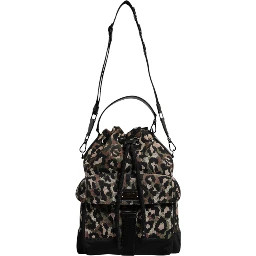 Multicolor Leopard Cotton Shoulder Bucket Bag