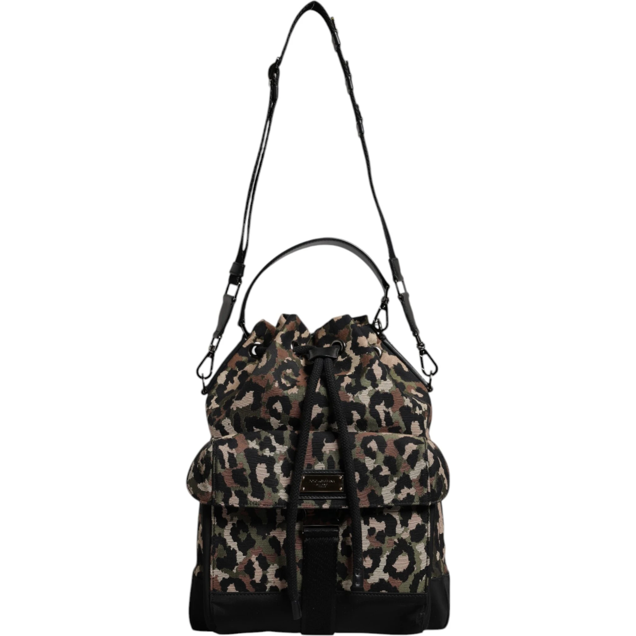 Multicolor Leopard Cotton Shoulder Bucket Bag