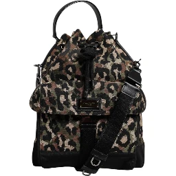 Multicolor Leopard Cotton Shoulder Bucket Bag