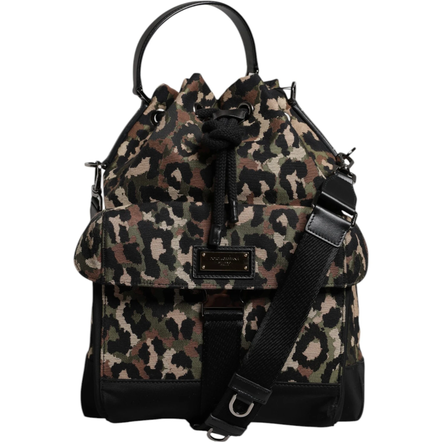 Multicolor Leopard Cotton Shoulder Bucket Bag