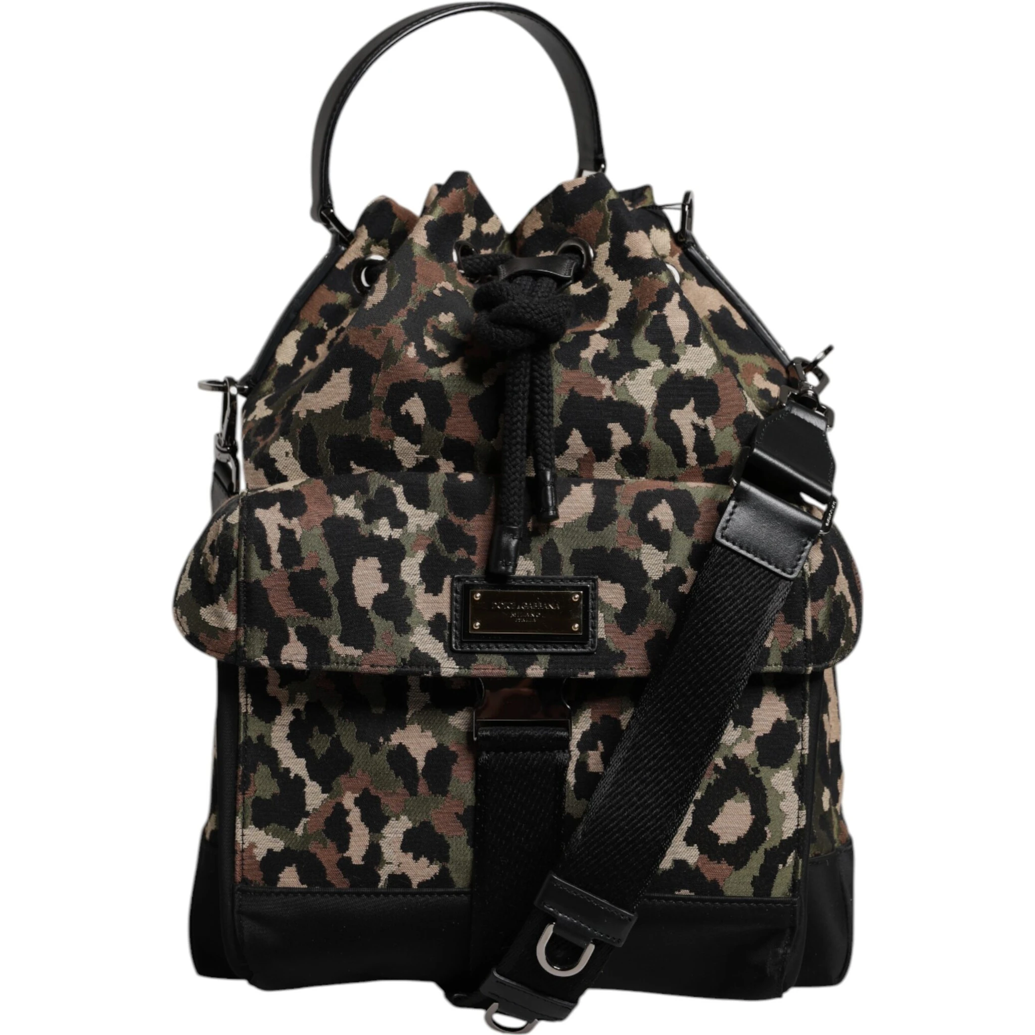 Multicolor Leopard Cotton Shoulder Bucket Bag
