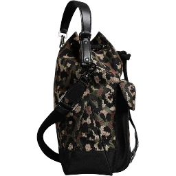 Multicolor Leopard Cotton Shoulder Bucket Bag