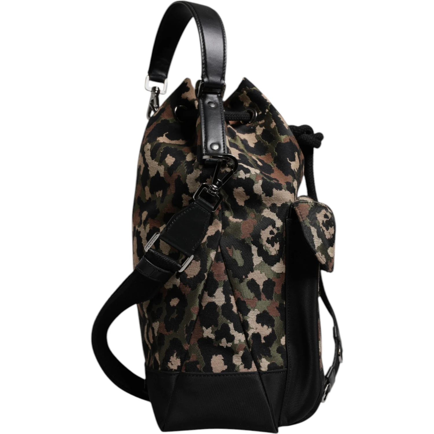Multicolor Leopard Cotton Shoulder Bucket Bag