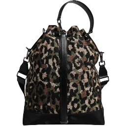 Multicolor Leopard Cotton Shoulder Bucket Bag