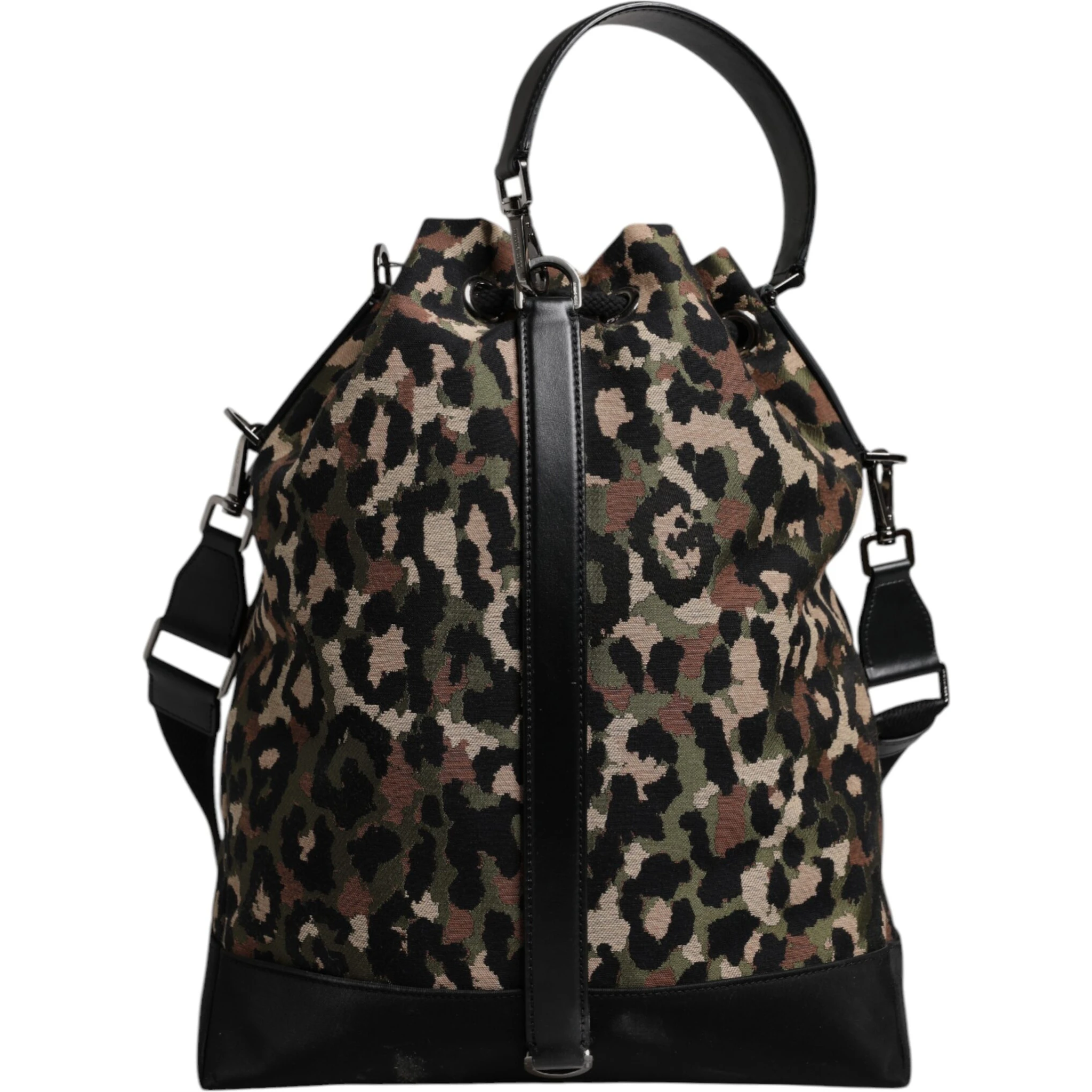 Multicolor Leopard Cotton Shoulder Bucket Bag