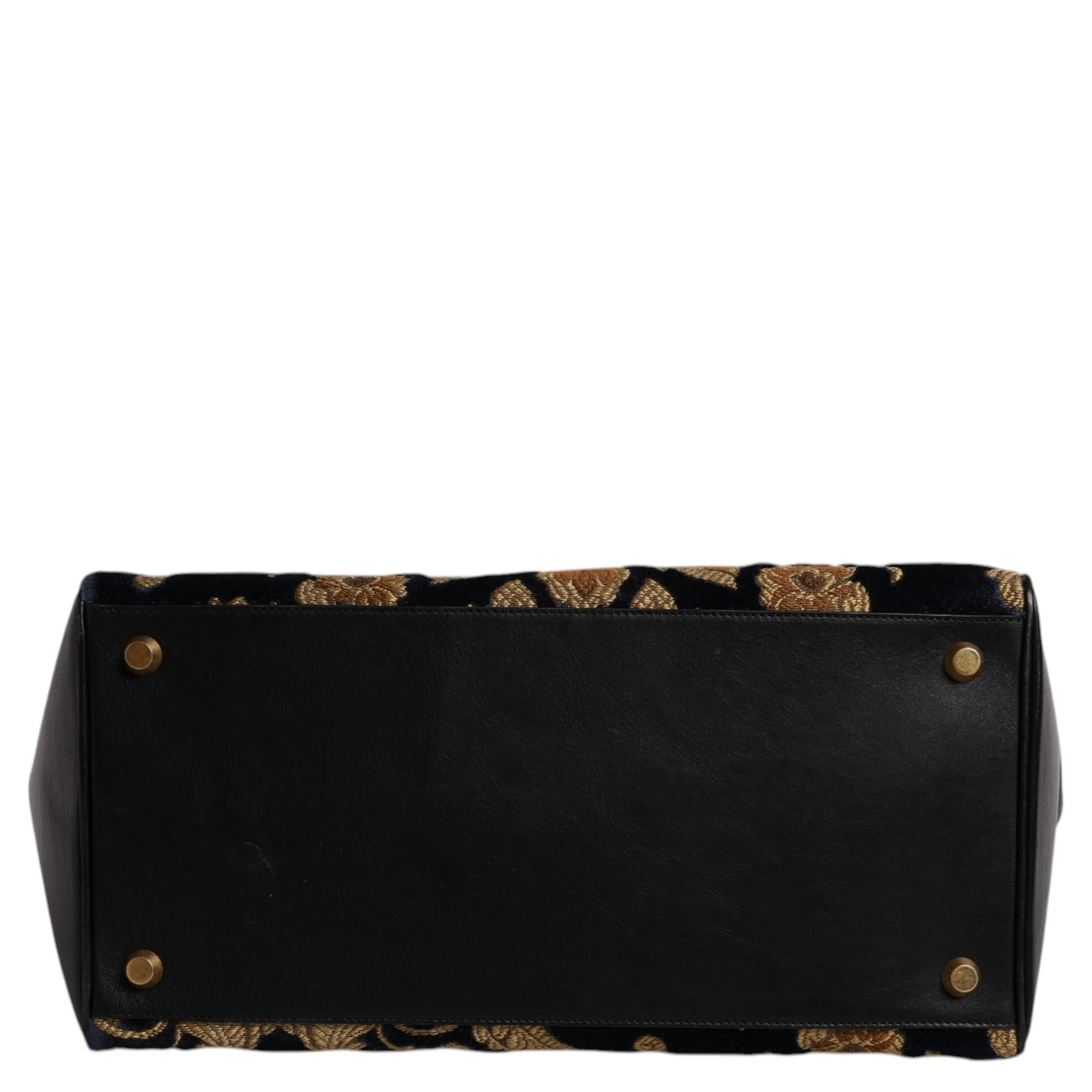 Black Floral Jacquard Handbag Shoulder Tote Bag