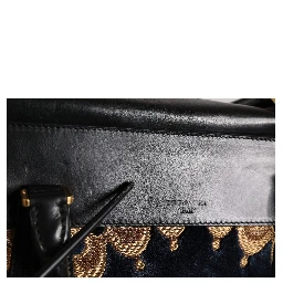 Black Floral Jacquard Handbag Shoulder Tote Bag