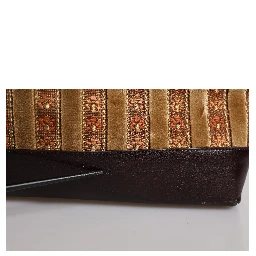 Beige Maroon Velvet Leather Jacquard Travel Handbag Bag