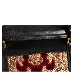 Multicolor Leather Brocade Velvet Travel Duffle Tote Bag