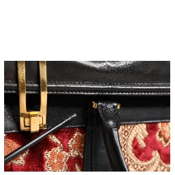 Multicolor Leather Brocade Velvet Travel Duffle Tote Bag