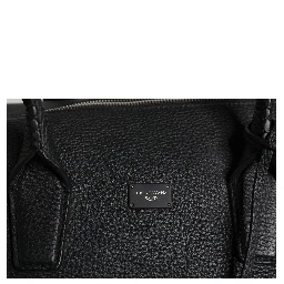 Black Calfskin Leather Hand Shoulder Duffle Bag