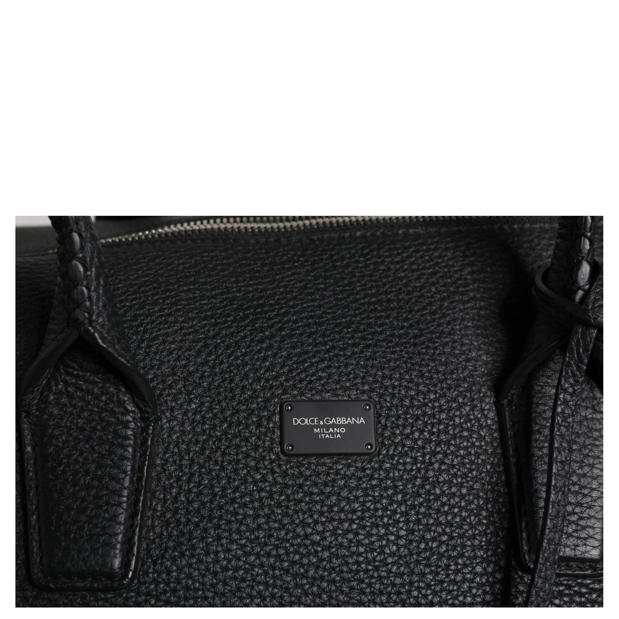 Black Calfskin Leather Hand Shoulder Duffle Bag