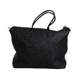 Black Calfskin Leather Hand Shoulder Duffle Bag