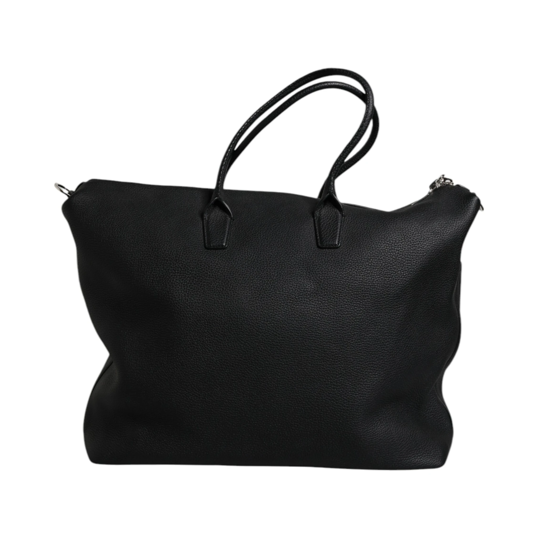 Black Calfskin Leather Hand Shoulder Duffle Bag