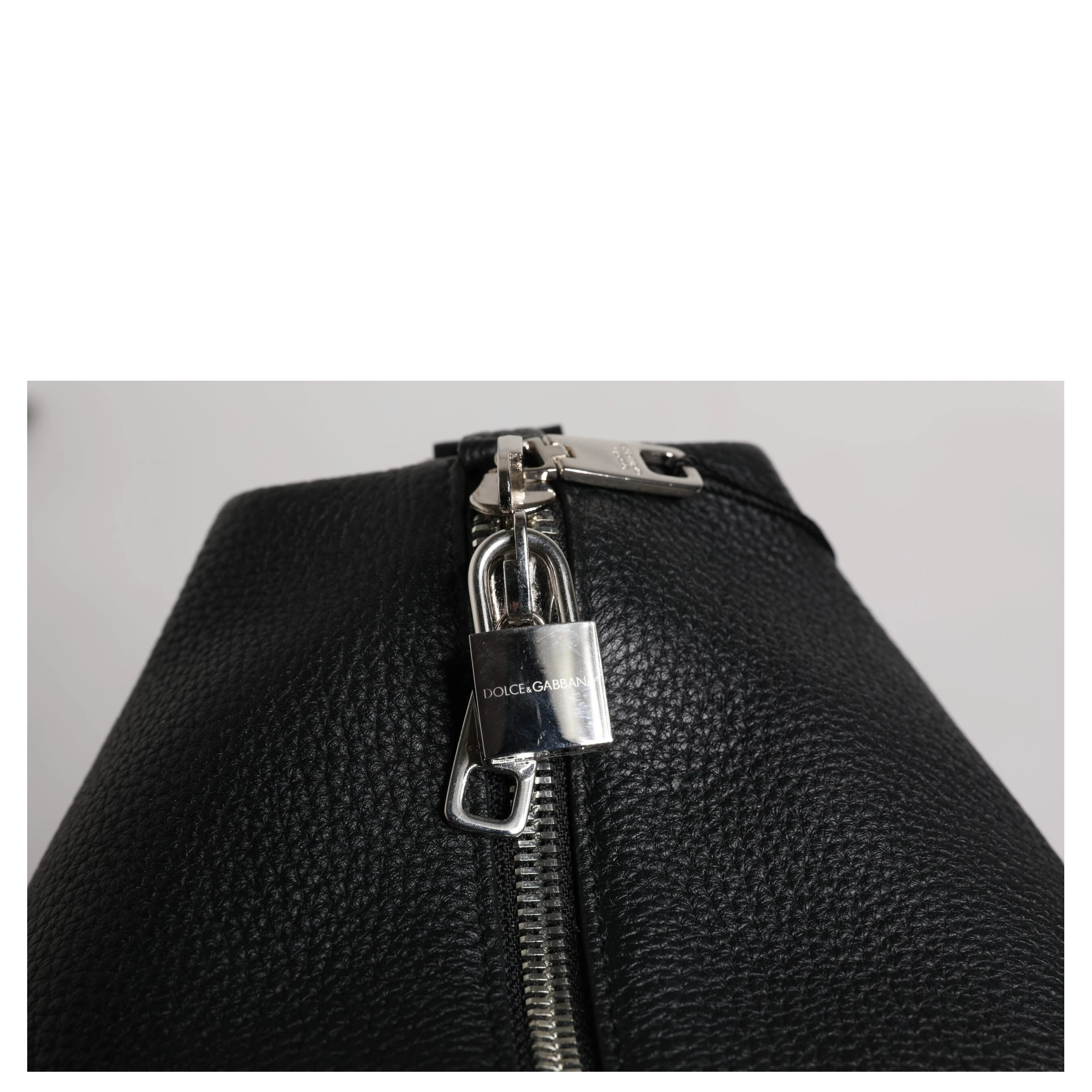 Black Calfskin Leather Hand Shoulder Duffle Bag