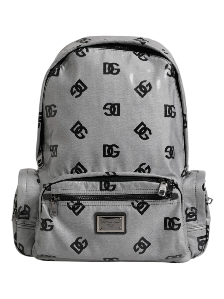 Polyester Gray Black DG Logo Plaque Backpack Bag alternative